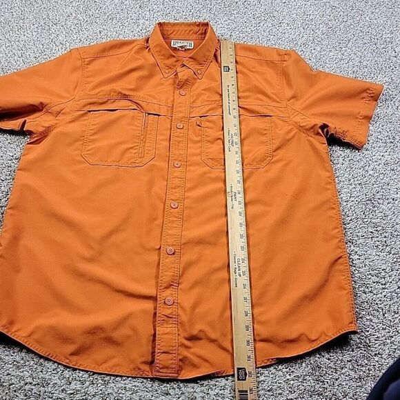 Duluth Trading Shirt Mens XL Orange Button Up Hiking Fish Vented Short Sl Marks* - Picture 5 of 6